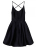 Black Satin Sexy Straps Short Prom Dress 